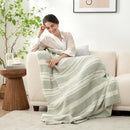 Snuggle Sac Stripe Sage Green Throw Blanket for Couch, Super Soft Warm Blankets Cozy Knit Fuzzy Plush Lightweight Throws for Sofa, Bed,Living Room, Stripe Green, 50x60 inches by TinyTreasures Baby Boutique