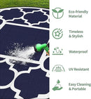 GENIMO 10 ' Round Outdoor Rug for Patio, Waterproof Indoor Outdoor Plastic Straw Rugs Carpet, Reversible Outside Area Mat for Camping, Balcony Porch, Deck, Picnic, Blue White by GreenHaven Gardens