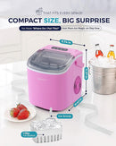EUHOMY Countertop Ice Maker Machine with Handle, 26lbs in 24Hrs, 9 Ice Cubes Ready in 6 Mins, Auto-Cleaning Portable Ice Maker with Basket and Scoop, for Home/Kitchen/Camping/RV. (Pink) by CozyNest Decor
