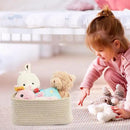 Small Woven Storage Baskets 13“X9”X5“ Decorative Rope Bins for Organizing Shelves, Closets, and Toys, Empty Gift Baskets, Cute Organizer Basket for Home and Office (oatmeal, Large) by CozyNest Decor