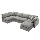 Modern Modular Cloud Sofa Bed, 6 Seat Sectional Couch Set With Ottoman, Free Combination, Convertible U Shaped Sleeper Sofa For Living Room by HouseOfZazla