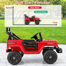 Costzon 12V Kids Ride on Truck Car, Electric Vehicle w/Remote Control, Threaded Wheels, 3 Speeds, LED Lights, Music, Horn & Wireless Connection, Battery Powered Ride on Toy for Boys & Girls 3+ (Red) by TinyTreasures Baby Boutique