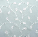 MIUCO Floral Embroidered Semi-Sheer Curtains Faux Linen Grommet Window Panel Pair for Nursery 52 x 63 Inch, Sea Foam by CozyNest Decor