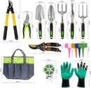 Gardening Tools – 42 Piece Premium Gardening Tool Set,Heavy Duty Hand Tools with Fashion Garden Tools Organizer Handbag,Rust-Proof Gardening Tool Kit, Ideal Gardening Gifts for All (Green/Grey) by GreenHaven Gardens
