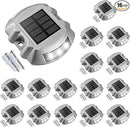VOLISUN Solar Deck Lights, 16-Pack Led IP67 Waterproof Outdoor Warning Step Lights for Driveway, Sidewalk, Garden Pathway, Yard (White) by CozyNest Decor