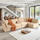 Modular Sectional Sofa with Chaise U Shaped Sectional Couch for Living Room, 5-Seater Comfy Cloud Couches, Plush Corduroy, Beige by CozyNest Decor