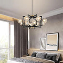 12 Light Black Farmhouse Chandelier Geometric Metal Dining Room Light Fixture Height Adjustable Black Chandeliers for Dining Room Clear Glass Farmhouse Industrial Pendant Lights for Bedroom, Entryway by CozyNest Decor