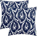 HWY 50 Navy Blue Decorative Throw Pillow Covers 18x18 Inch, Pack of 2 Embroidered Cotton Farmhouse Cushion Cover Pillow Case for Sofa Couch Living Room Bed Bedroon, Accent Branches by CozyNest Decor