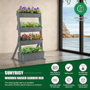 SUNYRISY 4 Tiers Vertical Raised Garden Bed Outdoor Planter Tower, Wooden Freestanding Planter Box for Planting Herbs Flowers Vegetables Backyard Patio Balcony Indoor Outdoor Gardening, Grey by GreenHaven Gardens