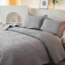 MarCielo 3-Piece 100% Cotton Oversized Bedspread Lightweight Quilt Coverlet Embroidery Farmhouse Bedding Set T0 (Light Grey, Oversized King (118"x106")) by CozyNest Decor