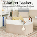 DULLEMELO Extra Large Baskets for Organizing, 22" X 15" X 13" Rectangle Fabric Storage Bins, Foldable Blanket Basket Living Room, Large Kids Toy Storage Organizer Bins, Baby Basket Gift (White&Khaki) by TinyTreasures Baby Boutique