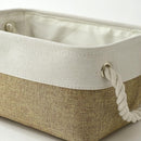 TheWarmHome Storage Basket for Organizing - 1 Pack 12x8x5.2 inch Baskets for Gifts Empty with Handles, Fabric Storage Cubes for Organizer Closet Dog Gift Cloth Toy (Whiet & Khaki) by TinyTreasures Baby Boutique