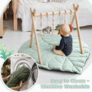 Razee Wooden Baby Play Gym Activity Mat, Leaf Shaped Play Mat Baby Gym with 6 Hanging Sensory Toys Foldable Baby Gym Newborn Infant Baby Use by TinyTreasures Baby Boutique
