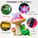 Solar Frog Mushroom Garden Statues,Resin Frog Mushroom Reading a Book Figurine with LED Solar Lights, Lawn Decor Outdoor Statue for Patio,Balcony,Yard,Lawn Ornament by GreenHaven Gardens