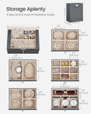 SONGMICS 6 Tier Jewelry Box, Jewelry Storage Organizer with 5 Drawers, Large Storage Capacity, with Mirror, Lockable, Jewelry Case, Gift for Loved Ones, For Watches, Gray UJBC152G01 by TinyTreasures Baby Boutique