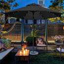 Sunnyglade 9' Solar LED Lighted Patio Umbrella with 8 Ribs/Tilt Adjustment and Crank Lift System (Black) by GreenHaven Gardens
