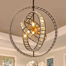 18" Crystal Globe Sputnik Chandelier, 6-Light Black Gold Modern Adjustable Hanging Ceiling Pendant Light Fixture for Entryway Foyer Stairway Bedroom Dining Living Room Hallway by CozyNest Decor