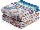 Boho Throw Blanket 91" x 98", 100% Organic Cotton Breathable Ultra Soft Bed Purple Quilt Throw - All Season Luxury Floral Farmhouse Decor Blanket for Sofa Couch Chair and Gift. by CozyNest Decor