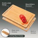 5 Packs Bamboo Cutting Board Set with Non Slip Feet Holder and Over Sink Nice Solid Thick Wood Juice Groove Chopping Board Small Big Xl XXl xlarge Oversized Kitchen Counter Organic Vegetable Meat Kit by CozyNest Decor