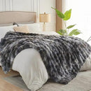 NEWCOSPLAY Faux Fur Twin Blanket Tie-dye Grey Luxury Fluffy Thick Warm Bubble Blanket for Couch Sofa Bed 700GSM (Tie-dye Grey, Twin(60"x80")) by CozyNest Decor