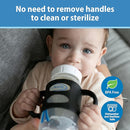Dr. Brown's Wide-Neck Baby Bottle Handles, 100% Silicone, Easy Grip Removable Handles for Bottle to Sippy Cup Transition, Blue/Gray/Green, 3-Pack, 4m+ by TinyTreasures Baby Boutique