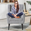 Accent Chair Set of 2, Upholstered Armchair with Pillow, Fabric Single Sofa Chair with Lounge Seat and Wood Legs Accent Chair for Living Room Small Spaces (Grey, Set of 2) by CozyNest Decor