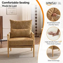 VINGLI Boho Braid Accent Armchairs Set of 2,Mid-Century Modern Chiars with Solid Wooden Armrest,Comfy Louge Cushion Chairs with Waist Pillow for Bedroom,Living Room,Reading Room, Khaki by CozyNest Decor