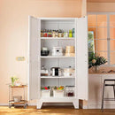 61" Tall Farmhouse Metal Pantry Cabinet, Kitchen Pantry Storage Cabinets with 2 Barn Door and Adjustable Shelves,Metal Pantry Storage Cabinet,for Kitchen,Laundry Room,Home Office,Kids Room (White) by CozyNest Decor