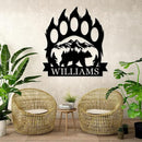 Personalized Bear Paw Metal Wall Decor, Rustic Forest Bear Wilderness Sign, Forest for Living Room Indoor Decor, Rustic Cabin Hunting Bear Paw Signs by CozyNest Decor