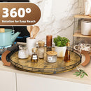 Lazy Susan Turntable Organizer for Table Top, 21’’ Round Wooden Lazy Susan for Cabinet Kitchen Countertop Pantry Dining Coffee Table for Condiments Spices, Rustic Bathroom Vanity Tray for Soap Candle by CozyNest Decor