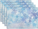 Blue Snowflake Winter Placemats Set of 4 Xmas Snow Place Mat Merry Christmas Linen Fabric Table Mats Washable Heat Resistant Placemat for Farmhouse Kitchen Dining Party Decoration by CozyNest Decor