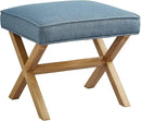 Amazon Basics Small Ottoman Foot Rest, Mid-Century Modern X Square Polyester Foot Stool, Indigo Blue, 20"W x 18"D x 18"H (Previously Rivet Brand) by CozyNest Decor