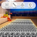 8x10ft Waterproof Outdoor Rug with LED Lights, Bohemia Reversible Plastic Straw Mat for Patio RV Camping Picnic Balcony Beach Deck Indoor Outdoor Carpet, Black&White by CozyNest Decor