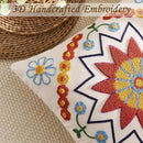 Embroidered Throw Pillow Cover 18x18 Classic Fall Boho Floral Pattern Pillows Cover Outdoor Decorative Pillowcase,Durable Cozy Textured Cushion Case for Sofa Couch Bed Living Room,Orange by CozyNest Decor