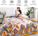Snycler Boho Throw Blanket for Bed - 100% Cotton Ultra Soft Rustic Quilt - Watercolour Floral Printed Farmhouse Decor Bed Fall Blankets,80"×90" All Season Rustic Throw for Sofa Couch Chair by CozyNest Decor