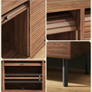 59 Inch TV Stand with Power Outlet for TVs up to 65 Inch, Entertainment Center with Storage, Mid-Century Modern TV Console, Adjustable Shelf & Sliding Doors, TV Stand for Living Room, Bedroom, Walnut by CozyNest Decor