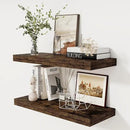 30 Inch Floating Shelves, 12 Inch Deep Floating Shelf for Wall, Rustic Deep Shelves for Books, Bathroom, Living Room, Kitchen, 30 x 12 x 2 Wood Floating Shelves, Rustic Brown Color, Set of 2 by CozyNest Decor