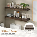 RICHFOCUS Elm Floating Shelves for Wall - 36" W x 9.3" D Rustic Solid Wood Shelves with Invisible Bracket, Wall-Mounted for Living Room, Bedroom, Kitchen Storage & Display, Set of 2, Walnut by CozyNest Decor
