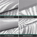 Pauwer Waterproof Outdoor Rug 9x12, Reversible Plastic Straw Patio Camping Rug, Indoor Outdoor RV Mat Carpet for Deck, Camper, Porch, Balcony, Backyard, Picnic, Leaf Grey by GreenHaven Gardens