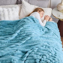 NEWCOSPLAY Faux Fur Throw Blanket Blue 3D Ribbed Plush Thick Warm Blanket for Couch Sofa Bed 850GSM (Blue Ribbed, Throw(50"x60")) by CozyNest Decor