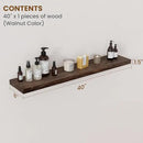 Floating Shelves for Wall Decor, 8 Inch Deep Rustic Solid Elm Wood Floating Shelves Wall Mounted, Wall Shelves with Invisible Bracket for Living Room Bathroom Bedroom Kitchen, 40 Inch Set of 1, Walnut by CozyNest Decor
