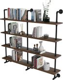 Industrial Pipe Wall Shelves Pipe Shelving with Real Wood Plank,60 Inches Floating Shelves for Wall Farmhouse Pipe Book Shelves Dark Brown 4 Tier for Kitchen,Living Room Decor and Bar Shelving by CozyNest Decor