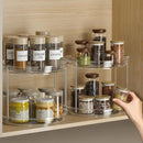 LAMU 2 Pack 2 Tier Lazy Susan Turntable Organizer 9.25'' Rotating Spice Rack Organization for Cabinet, Kitchen, Pantry, Countertop, Bathroom, Vanity, Medicine Cabinet Organizer, Clear by CozyNest Decor