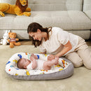 HKAI Baby Lounger – Soft Cotton Infant Floor Seat for Newborn to 24 Months, Portable Baby Essentials for Boys & Girls, Travel-Friendly Baby Lounge Pillow by TinyTreasures Baby Boutique