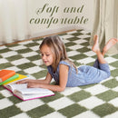 Super Soft Rug for Bedroom, 5x8 Ft Green and White Area Rug Classic Checkered Shaggy Anti-Skid High Pile Soft Fluffy Rug Fuzzy Carpet for Living Room Bedroom Kids Room Nursery, Dorm Home Decor by TinyTreasures Baby Boutique