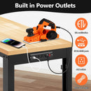 60” Adjustable Workbench，Heavy Duty Wood Work Bench 2000 Lbs Load Capacity,Work Table with Power Outlet and Wheels for Garage, Workshop, Office, Home by GreenHaven Gardens