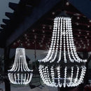 Hanging Solar Chandelier Outdoor, 30 Cool White Lights Acrylic Clear Beaded Chandelier with S Hooks Modern Lantern for Garden Yard Patio Gazebo Decorations, 28”H by CozyNest Decor