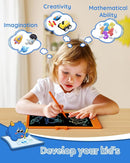 TEKFUN Toys for Girls Boys 10IN LCD Writing Tablet, Magic Doodle Board with Anti-Lost Stylus, Mess Free Coloring for Toddlers Drawing Pad, Toddler Travel Car Plane Trip Toys Gifts (Orange) by TinyTreasures Baby Boutique
