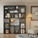 71” Tall Open Black Bookcase with Baskets, Free-Standing 6-Tier Wooden Display Storage Bookshelves with 16 Irregular Cubes for Living Room, Home Decor by CozyNest Decor