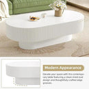 43.3" Oval Fluted Coffee Table Modern Elegant Drum End Table, Minimalist Center Table 7.8" Thick Tabletop with Sturdy Base for Living Room, Bedroom, Apartment,Easy Assembly, White by CozyNest Decor